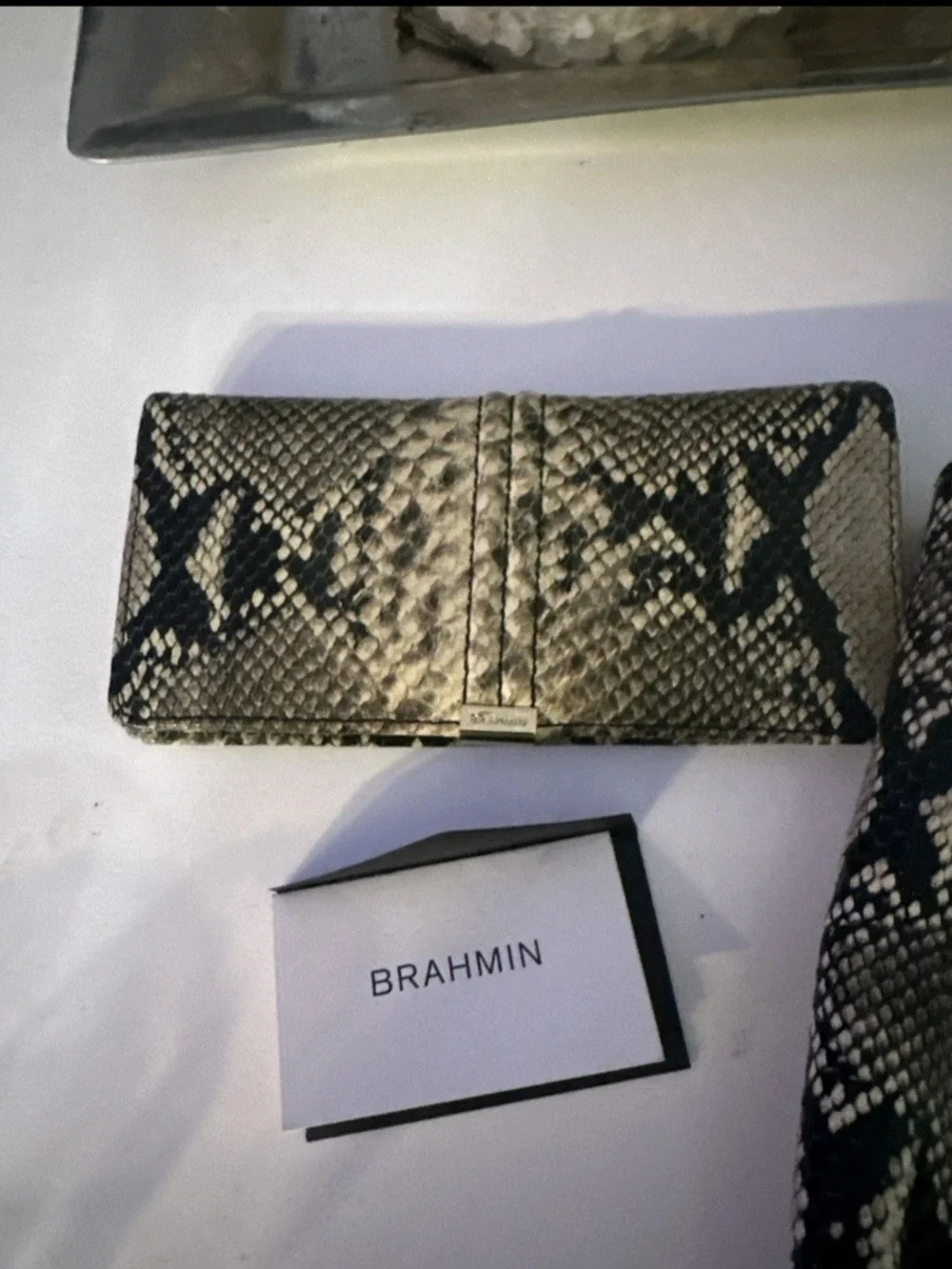 Python-Print Shoulder Bag in Black and Cream